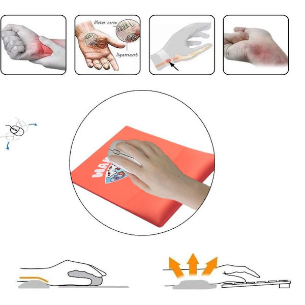 Silikonmusmatta med handledsstöd, ergonomisk musmatta. Stå upp, en katt