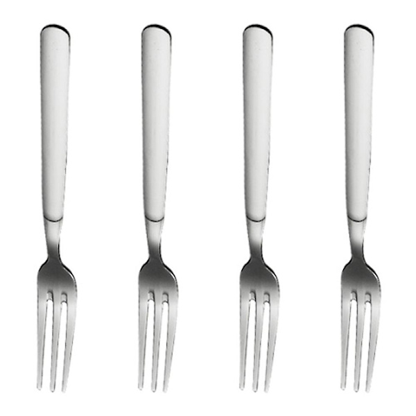 Salladsgafflar i rostfritt stål, set med 4, bestick i silver, spegelpolerat gaffelset, små gafflar för kök, restaurang