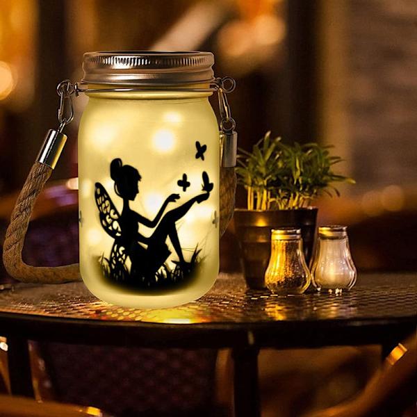 Pakke med Fairy Solar Lanterns Vanntett Hengende Frosted Glass
