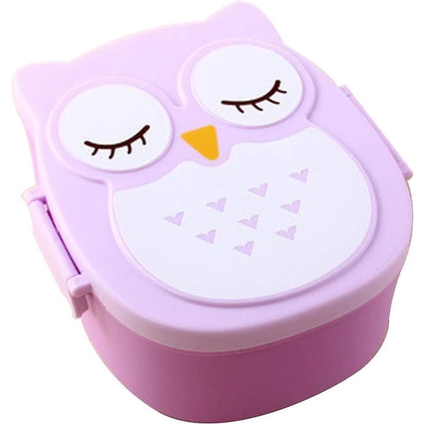 Kaksikerroksinen pöllö-lounaslaatikko lapsille, lounas Bento Box -lounaslaatikko lapsille - violetti