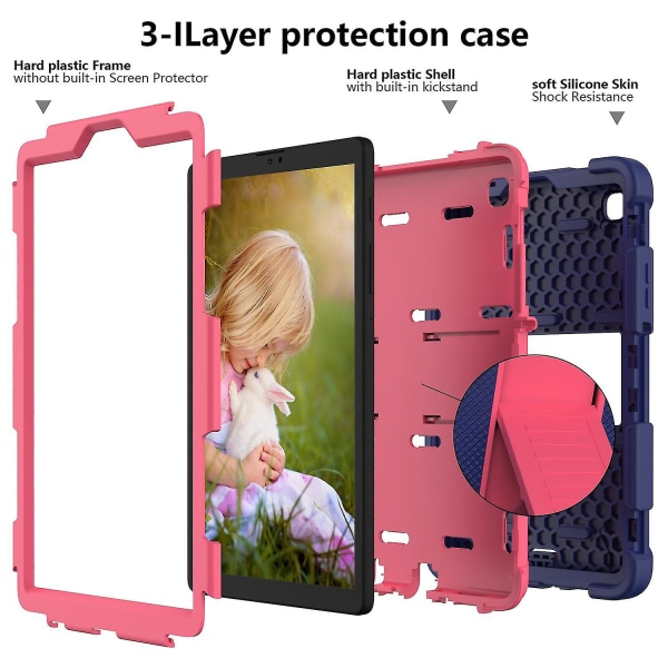 Dubbelfärgat silikon + PC-fodral för surfplatta med stativ, stötsäkert skyddande fodral för Samsung Galaxy Tab A7 Lite 8,7 tum