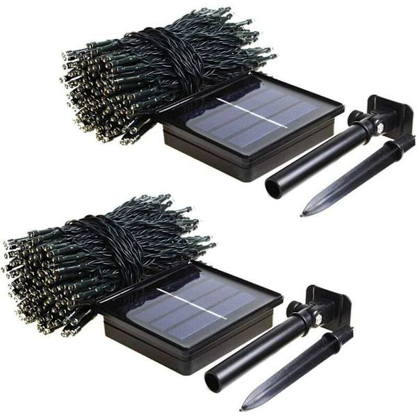 Solcellslampor 2-pack 200 LED 21m Solcellslampor Utomhus, Grön Tråd Sol/