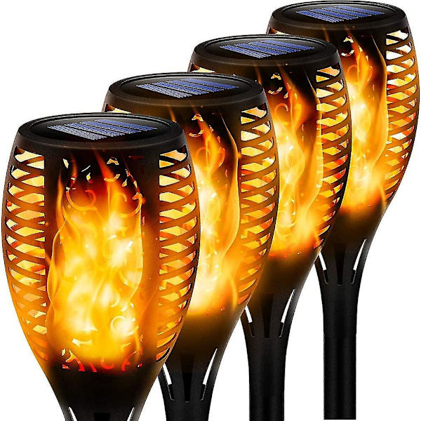 Utomhus solcellslampa, Ip66 vattentät solfackla flammor lampa stig patio gård sollampa-fyra pack