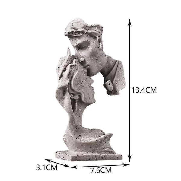 Desktop Ornaments Dekorative kyssende par Ansiktsskulptur Resin Statue - Gul