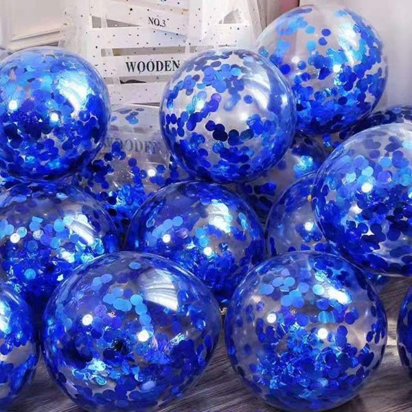 Gjennomsiktig paljettballong-festscenedekorasjon 100 stk/pakke (blå)