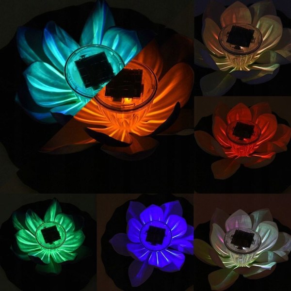 Floating water lily RGB LED solar lamp