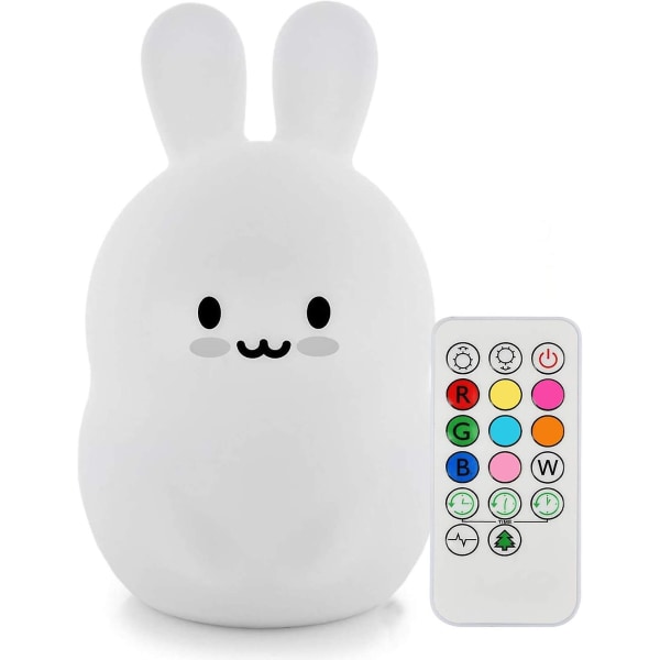 Night Light Baby silikoni Rabbit Light 9 väriä ladattava kaukosäädin LED sisäkäyttöön ulkoleirintä