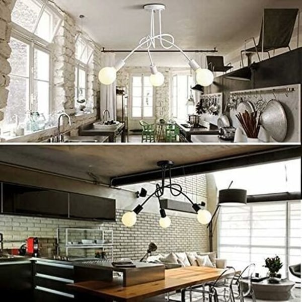Moderne taklampe, vintage jerntaklamper E27, 3 lys LED-lysekrone for kjøkken, restaurant, stue
