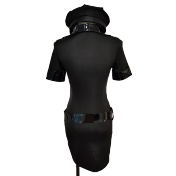 4 Pak Nye Kvinder Politi Fancy Rolleleg Kostume Kjole+Hatte+Bælte+Håndjern Halloween Exig Kostume M
