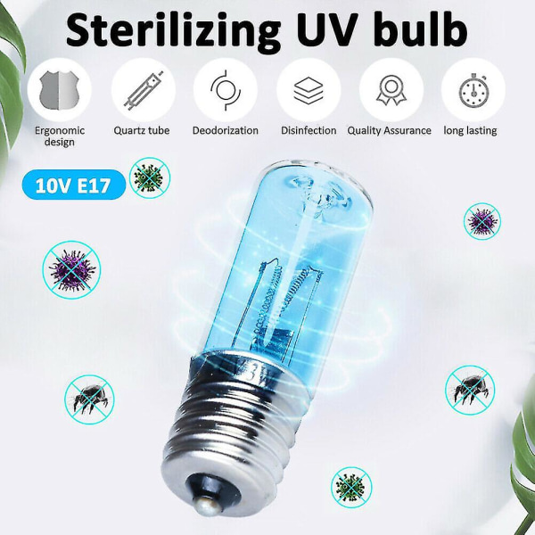 UVC Mites Lights Bakteereja tappava lamppu lamppu Ultravioletti DC 10V UV-valoputkilamppu E17 3W desinfiointi kvartsilamppu