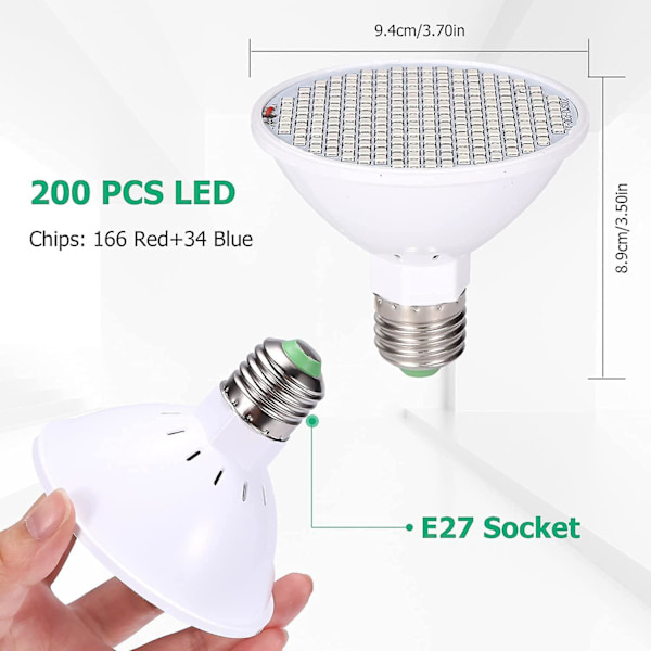 Led-viljelylamppu täysi spektri E27 sisäkasvatukseen sisäkasvihuoneisiin ja puutarhoihin