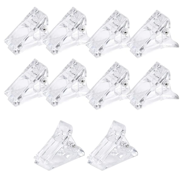10 stk. negleklips for rask bygging av neglformer, neglklips for polygel fingernegleforlengelse, builderklemmer, manikyr, neglekunstverktøy