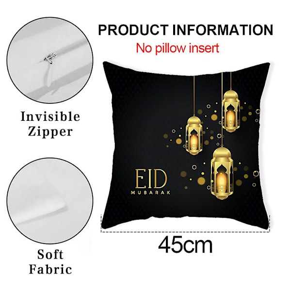4 stk putetrekk islamsk firkantet kast putetrekk sovesofa sofa kast putetrekk dekorasjon (18 \"x 18\" / 45 * 45cm)