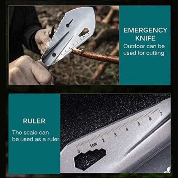 Hagegraving Verktøy, Bærbar Metall Hage Spade Graver Mini Rustfritt Stål Spade for Hagearbeid Camping Gårdsbruk (Sølv)