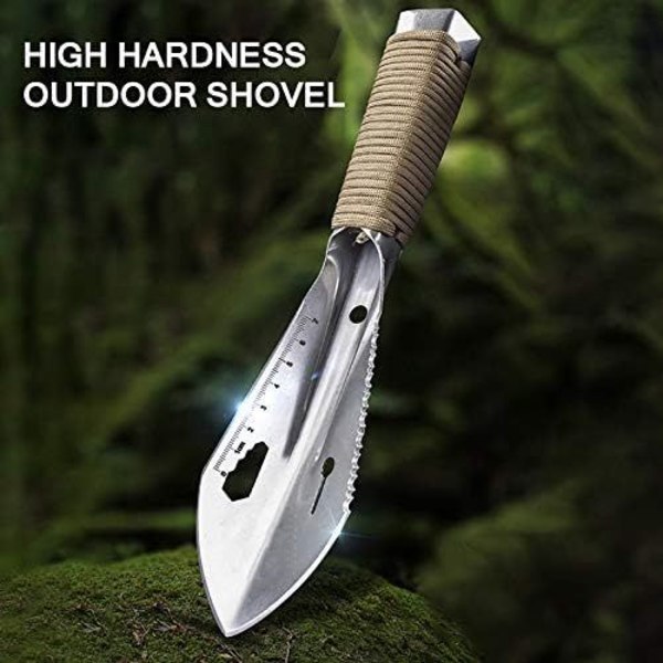 Hagegraving Verktøy, Bærbar Metall Hage Spade Graver Mini Rustfritt Stål Spade for Hagearbeid Camping Gårdsbruk (Sølv)