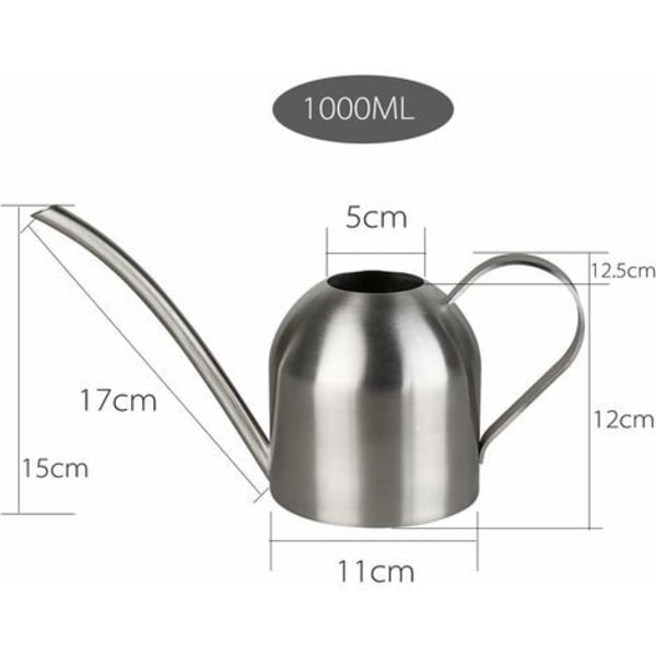 Rustfrit stålvandkande 1000 ml Blomsterstøvningskande Metalvandkande til indendørs planter Havevandkande Blomsterstøvningskande Sølv