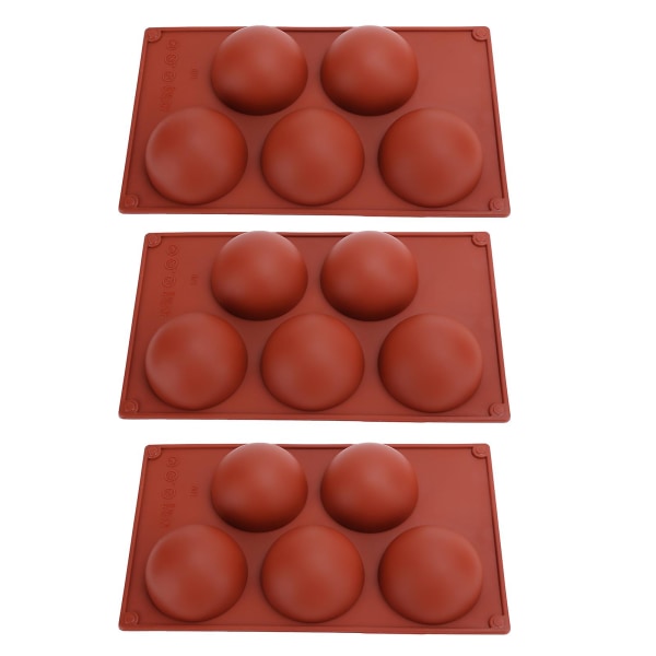 3 stk Halvkule Silikonform Stekeform for DIY Laging Varm Sjokolade Mousse Kake 5 Hull