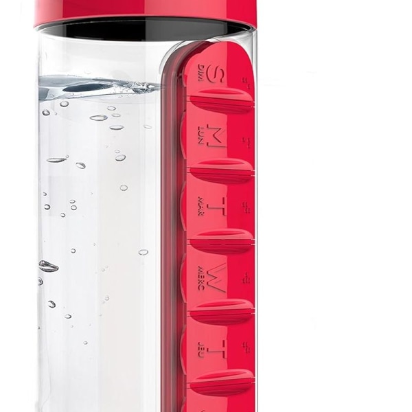 Yhdistä Daily Pill Box Organizer vesipulloon, punainen