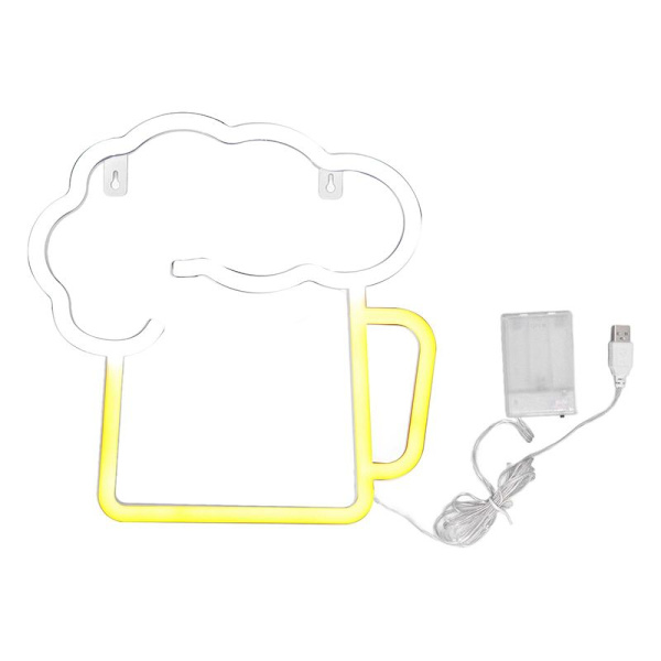 Neonölsskyltar Gul Vit Batteridriven USB-driven IP45