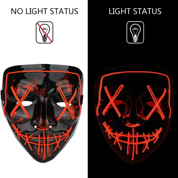 pala yleinen LED-kauhunaamio, Halloween-naamio, Purge 3X valotehosteilla, ohjaus