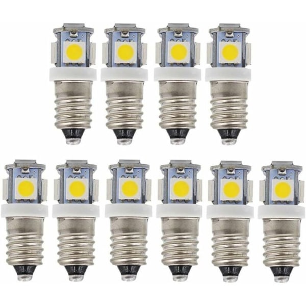 E10 9V LED-lamput kylmä valkoinen 5SMD 0,5W (kylmä valkoinen, 9V) 10 kpl