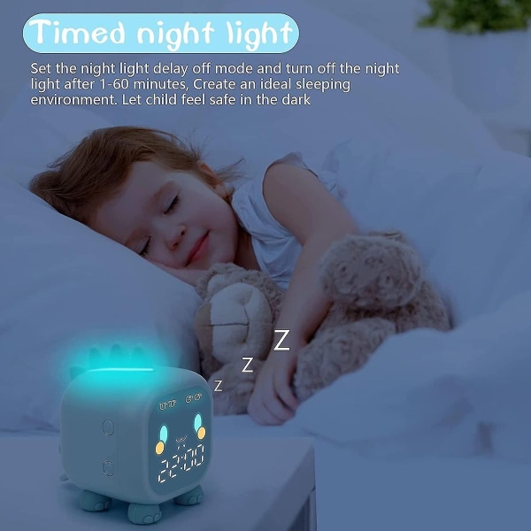 Børnevækkeur: dinosaur, søvntræner, vækkeur, USB-vækkeur