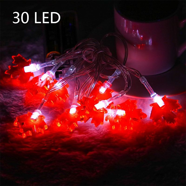 3D Thanksgiving Dekorationer Lönnljus 3 Meter 30 LED-lampor