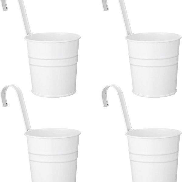 Set med 4 Shabby Style Hängande Blomkrukor Metall Hängande Växtkrukor med krok