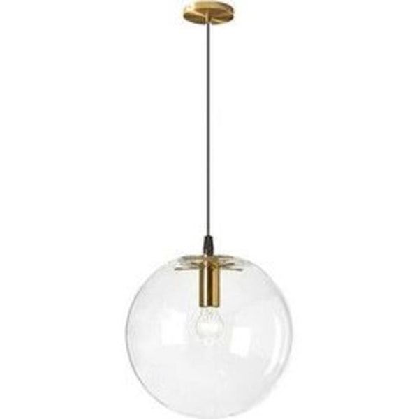 Litzee Industrial Lighting E27 Transparent Pendel Lampe Messing Guld Hoved Interiør Lysekrone Suspension Stue (15cm)