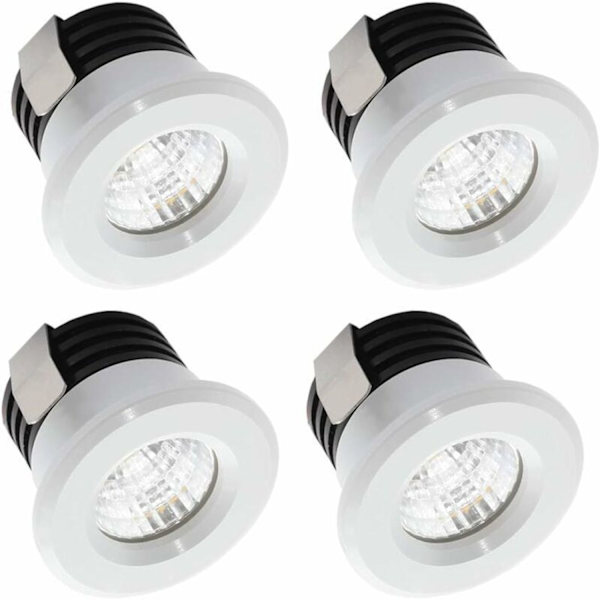 Set med 4 mini LED-infällda spotlights 3W varmvit, mini LED-spotlights för skyltfönster, identifiering