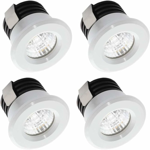 Sett med 4 mini LED innfelte spotlights 3W varmhvite, mini LED spotlights for butikkvinduer, identifikasjon