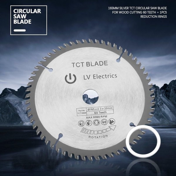 165 mm TCT sirkelsagblad Sølv roterende kappeskive for trekapping 60