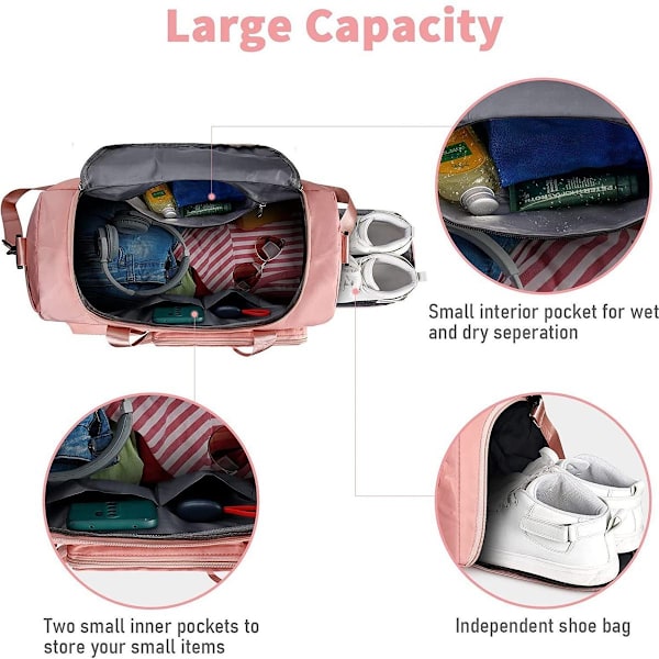 Sportsbag, sports gym bag, duffelbag, vanntett reisebag for menn og kvinner