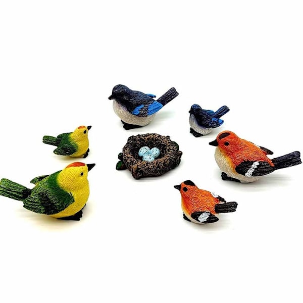 Handmålad DIY-miniatyrträdgårdsdekoration med fågelprydnad för älvträdgård