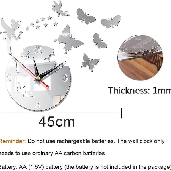 DIY Wall Clock: Silent 3D Butterfly Mirror