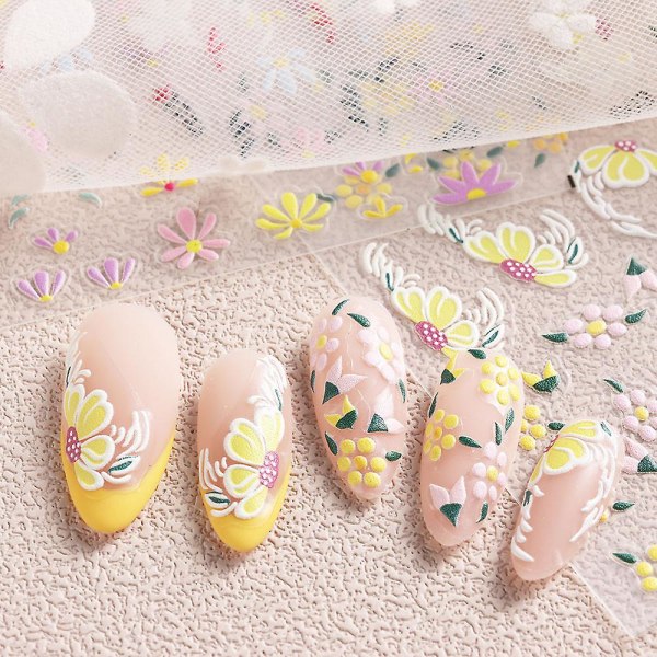 Sheets Flower Nail Art Stickers Nail Decals, Self-adhesive Nail Decoration For Women Diy, Multiple Styles, 10*8cm