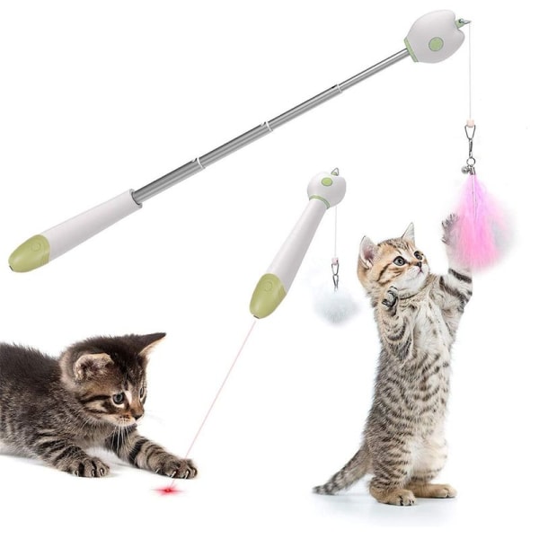 Kattspole leksak katt fiskespö med inbyggd grön