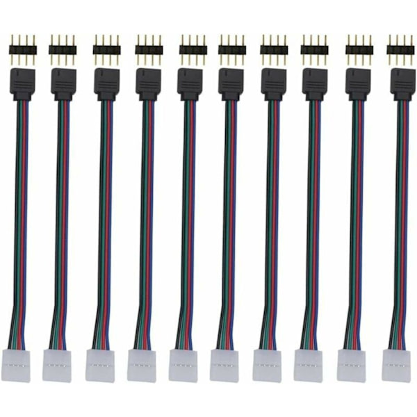 10 stk. 3528 5050 RGB LED-strip-stik 4-bens 6,4 tommer han- og hunstik f
