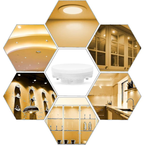 4 st Gx53 LED-lampa 7w 3000k, varmvit, ej dimbar, inget flimmer, ersätter 50w halogen Gx5.3 eller Cfl 9w 13w, 560lumens, 120