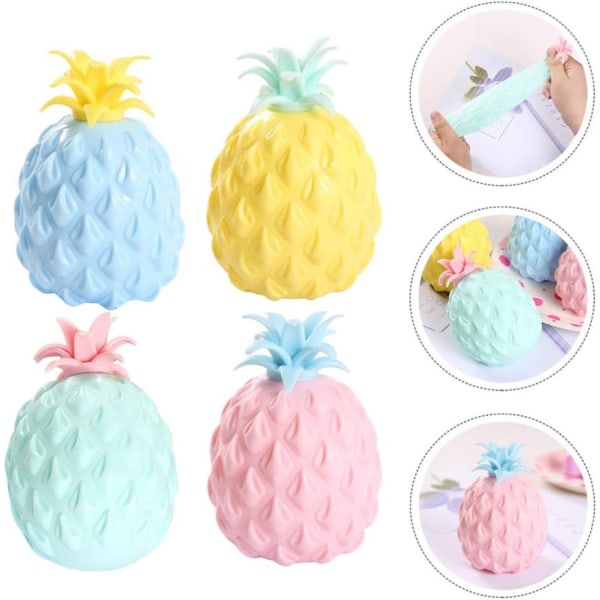 4 st ananas stressbollar leksak gelvattenpärlor kläm anti-stressbollar frukt leksak slumpmässig färg