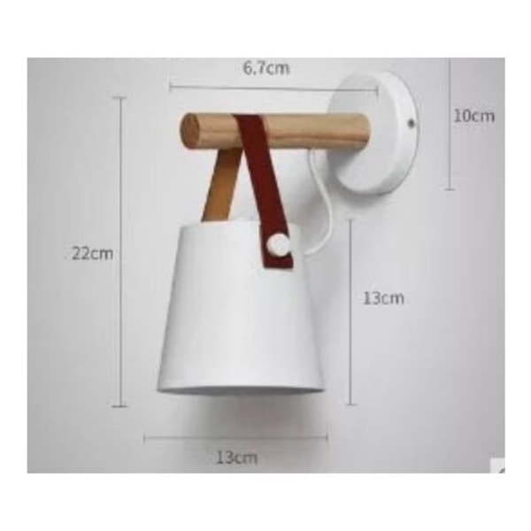 Nordisk stil bælte væglampe E27 massivt træ væglampe moderne enkel kreativ personlighed soveværelse gang sengside ins væglampe 22 13cm hvid 1 stk