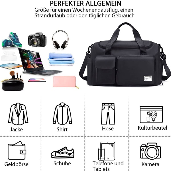 Sports Bag Dame Sports Bag med Skorum, Rejsetaske Duffel Bags Lille Rejsetaske