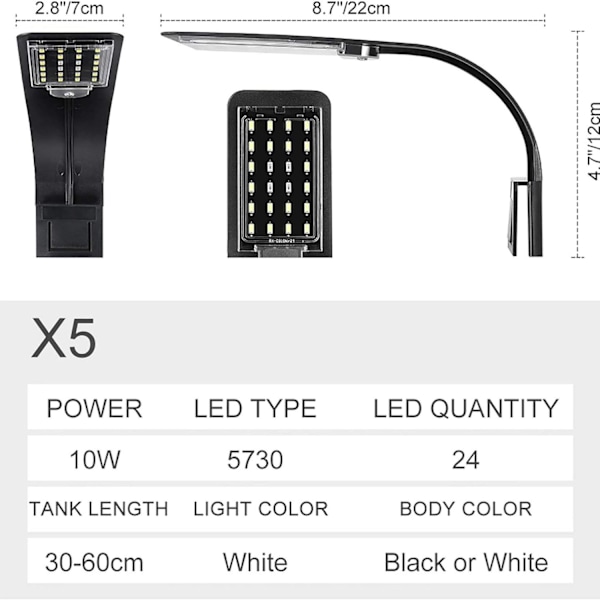 10W LED Akvarielys Belysning Kompakt akvarielys