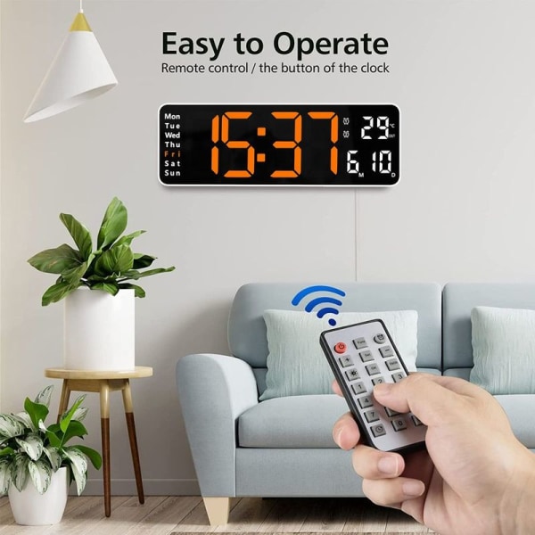 Dato og temperatur uge, digitalt ur med stort display
