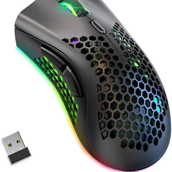 Trådløs Gaming Mus, Computer Mus med Honeycomb Skal, 7