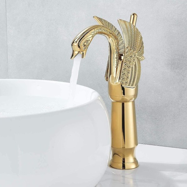 Mässing Badrum Kran Vaskblandare Tvättställsblandare Guld Massiv Mässing Kran Badrum Tvättställ Kran Däckmonterad Kran