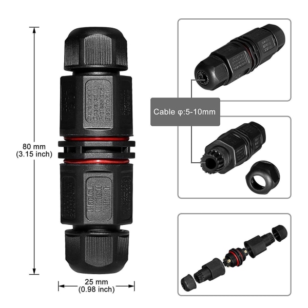 Liitosrasia, 6 kpl Liitosrasia IP65 Vedenpitävä Liitin Liittimet Ulkoinen Sähkökotelo ? 5.8-10mm