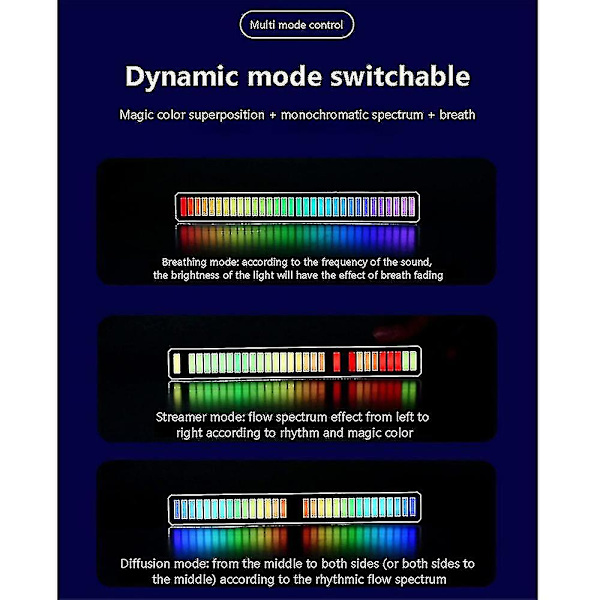 RGB-ljudstyrd LED-lampa App-kontroll Pickup Röstaktiverad rytmlampa Färgad omgivande LED-lampa