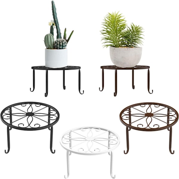 Potteplante Stativ, [3 Pak] Indendørs Jern Blomsterpotteholder, Rustbestandig, 9 Tommer Holdbar Metal Have Stativ - Hvid & Sort & Chokolade