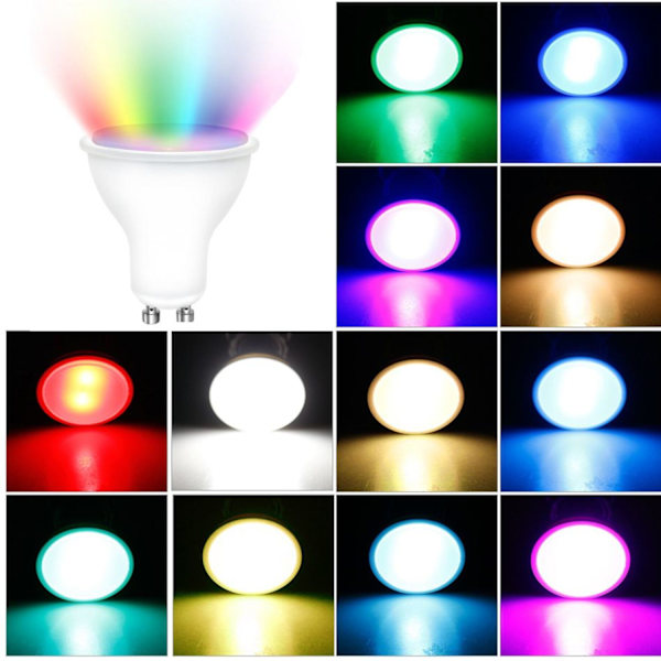 GU10 RGB LED-lampa 8W IR-fjärrkontroll AC 85-265V, stämningsnattlampa, 16 färgförändringar,